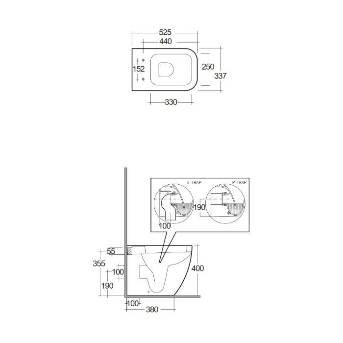 TALNA WC ŠKOLJKA METROPOLITAN, MEWC00001, RAK CERAMICS