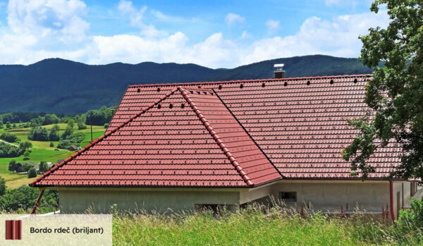 BETONSKI DVOVALNI STREŠNIK GOLOB, BORDO RDEČ BRILJANT