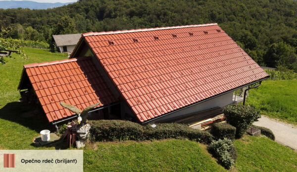 BETONSKI DVOVALNI STREŠNIK GOLOB, OPEČNO RDEČ BRILJANT