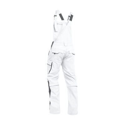 DELOVNE HLAČE Z NARAMNICAMI FLEX LINE, BELO-SIVE