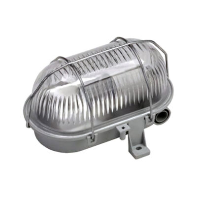 LADIJSKA SVETILKA OVALNA, S KOVINSKO MREŽO, SIVA